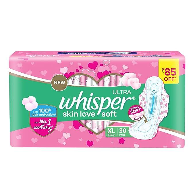 Whisper Sanitary Pads - Ultra Soft XL Wings 30 Pads