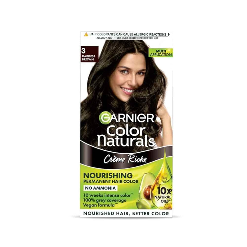 Garnier Color Naturals Crème Hair Colour - Shade 3 Darkest Brown 70 ml + 60 g